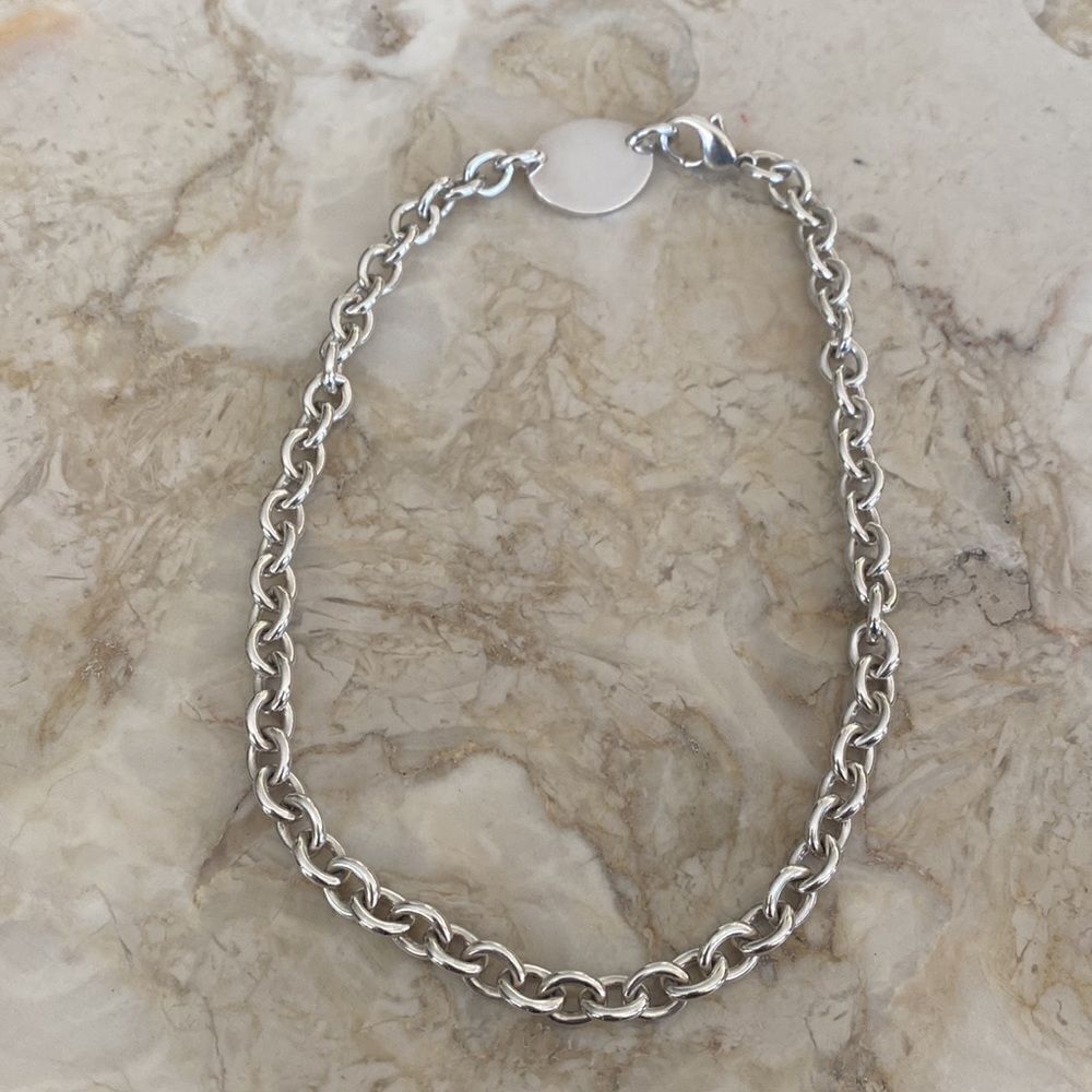 Tiffany & Co. Return To Tiffany Oval Tag Chunky Rolo Link Necklace 925 Sterling - Picture 6 of 12